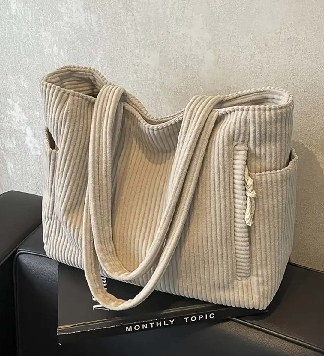 Tilda – Bolsa de mano acanalada con detalle de cordón