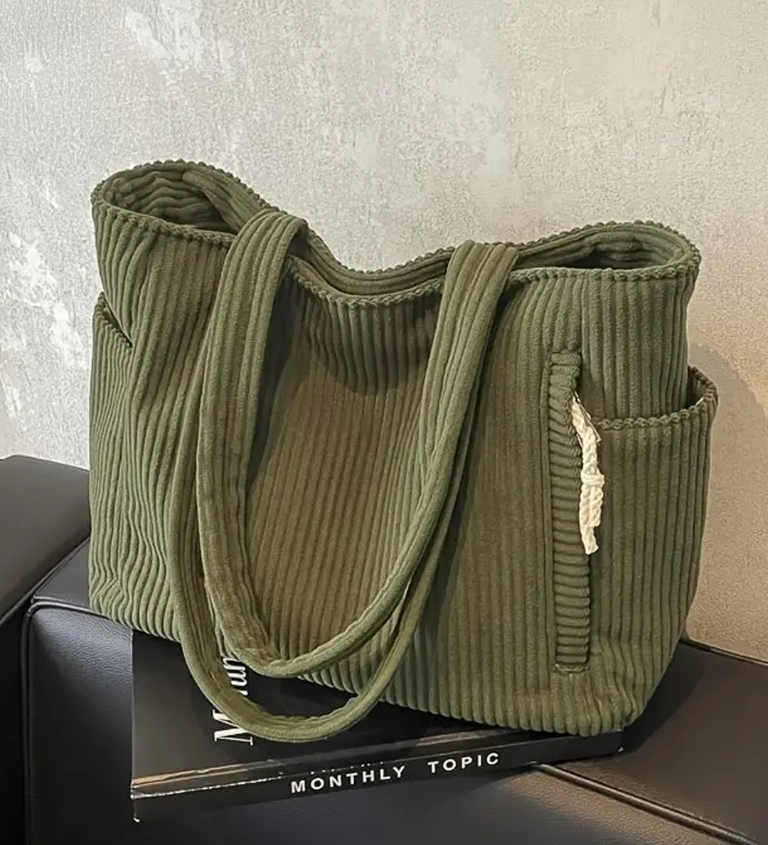 Tilda – Bolsa de mano acanalada con detalle de cordón