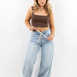 Aurora – Jeans wide leg con cordones frontales