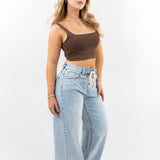 Aurora – Jeans wide leg con cordones frontales