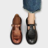 Amaya - Zapatos clásicos de piel con tira en T
